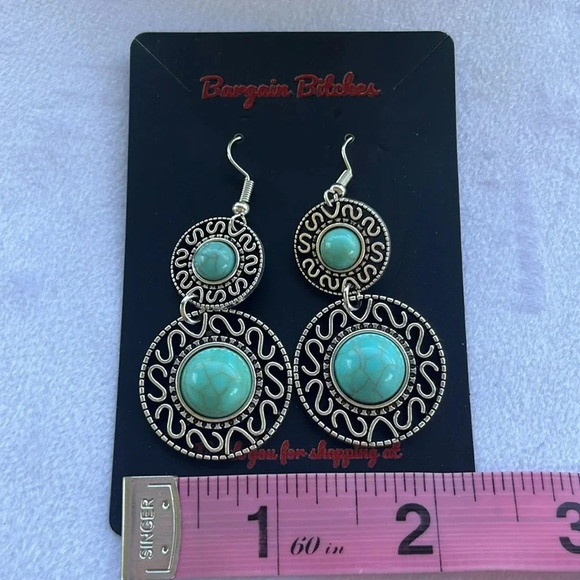 3 for $13 New earrings silver tone antique finish drop earrings double earring - Picture 2 of 3